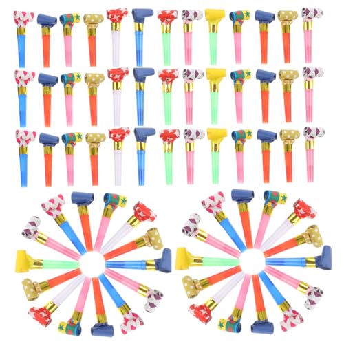 FRCOLOR 100 Stück Teiliges Partygebla Bunte Noisemaker aus Lustige Geburtstags Tröten Einfache Handhabung als Kindergeburtstags Mitgebsel und Partydeko von FRCOLOR