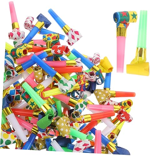 FRCOLOR 100 Stück Teiliges Partygebläse Bunte Partytröten aus Lustige Noisemaker für Geburtstag Kindergeburtstag Mitgebsel Partyfeier Dekoration und Jubeln von FRCOLOR