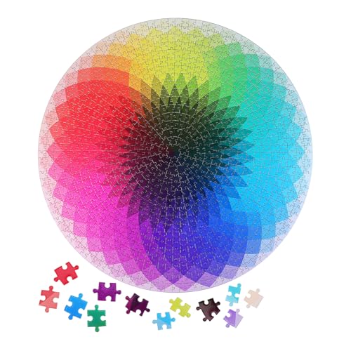 FRCOLOR 1000 Stück Farbenfrohes Teiliges Regenbogen Puzzle für Erwachsene Kreisförmiges Farbverlauf Puzzle aus Stabilem Papier Sicherer Einzigartiges Design zum Dekorieren und von FRCOLOR