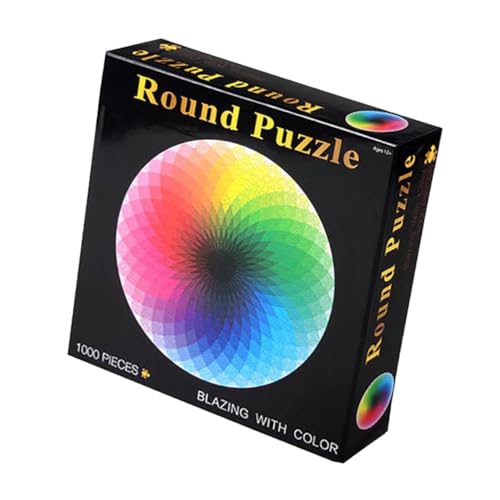 FRCOLOR 1000 Stück Teiliges Rundes Jigsaw Puzzle Bunt Pädagogisches Lernspielzeug für Erwachsene und Farbenfrohes Geduldspiel von FRCOLOR