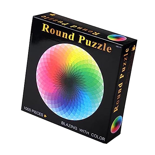 FRCOLOR 1000 Stück Teiliges Rundes Puzzle Farbige Jigsaw Puzzle für Erwachsene und Pädagogisch für Kreative Freizeitgestaltung Stressabbauend und Langlebig von FRCOLOR