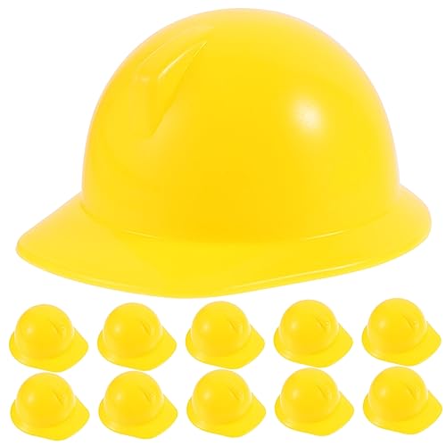 FRCOLOR Miniatur Bauhelm für Puppen 10 Stück Kleiner Puppenhelm Kunststoff Stabil Puppenzubehör für Kreative Bastelprojekte von FRCOLOR