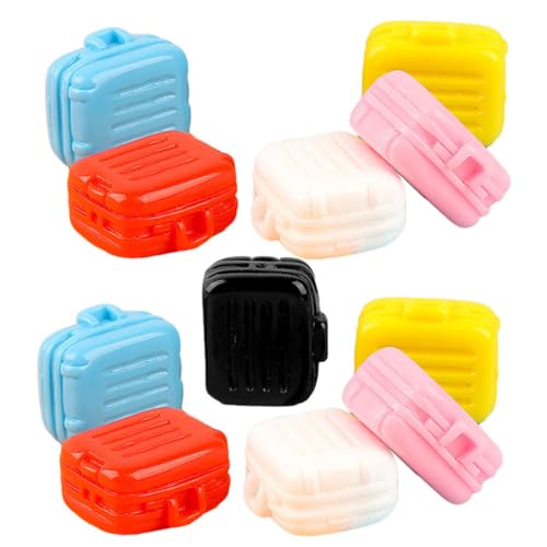FRCOLOR 10 Stück Miniatur Koffer für Puppenhaus Zubehör Kleiner Gepäck Koffer Deko für Puppen und Kleiner Haus Robust und Detailreich von FRCOLOR