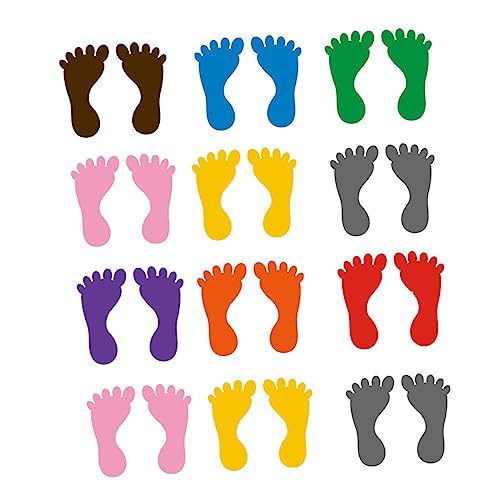 FRCOLOR 12 Paare Bunte Fußabdruck Aufkleber PVC Bodenaufkleber für Kindergarten wasserdichte Fußabdruck Dekorationen Installieren für Glatte Oberflächen Teiliges Gemischte Farben von FRCOLOR