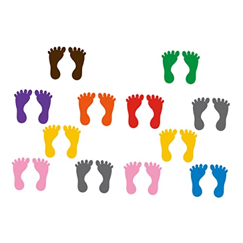 FRCOLOR 12 Paare rutschfeste wasserdichte Fußabdruck Aufkleber für Schwimmbad und Boden Verschleißfest Umweltfreundlich Bunte Fußmarken Dekoration für Kindergarten und Zufällige Farbe von FRCOLOR