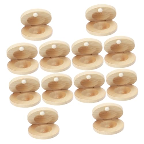 FRCOLOR 12 Stck Teiliges Holz Kastagnetten Kleine Finger Percussion Instrumente Glatte Oberfläche Robustes Naturholz Musikspielzeug zur Frühkindlichen Musikalischen und Koordination von FRCOLOR