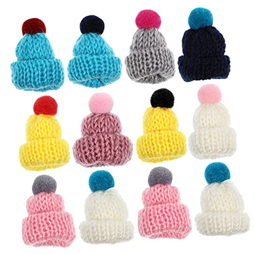 FRCOLOR 12 Stück Kreative Mini Hüte Bunte Strickmützen für DIY Bastelprojekte Dekoration von Puppenhäusern Flaschen und Weihnachtsbaum Anhängern aus Weichem Material Zufällige Farbe von FRCOLOR