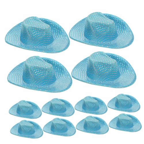 FRCOLOR 12 Stück Mini Cowboy Hüte Glitzer Western Party Deko Kleine Cowgirl Caps für Basteln Puppenaccessoires Flaschen Deko DIY Festliche Mini Westernhüte von FRCOLOR