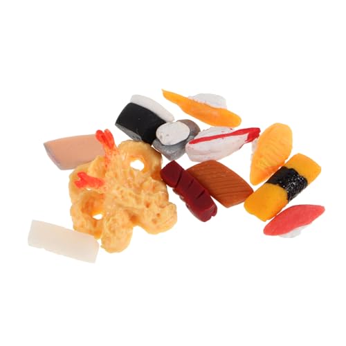 FRCOLOR 12 Stück Mini Japanisches Sushi Modell Teiliges Realistische Miniatur Lebensmittel für Puppenhaus Dekoration Küchenzubehör und Fotografie Requisiten Hochwertige Sushi Ornamente von FRCOLOR