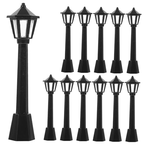 FRCOLOR 12 Stück Mini Straßenlaternen Miniatur Gartenlampen für Puppenhäuser und Mikro Landschaften Dekorative LED Straßenlichter für Kreative Gestaltung und Garten Deko von FRCOLOR