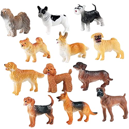 FRCOLOR 12 Stück Realistische Hundefiguren Miniatur Welpen Modelle für Dekorative Hundefiguren für Garten und Zuhause für Hundeliebhaber von FRCOLOR