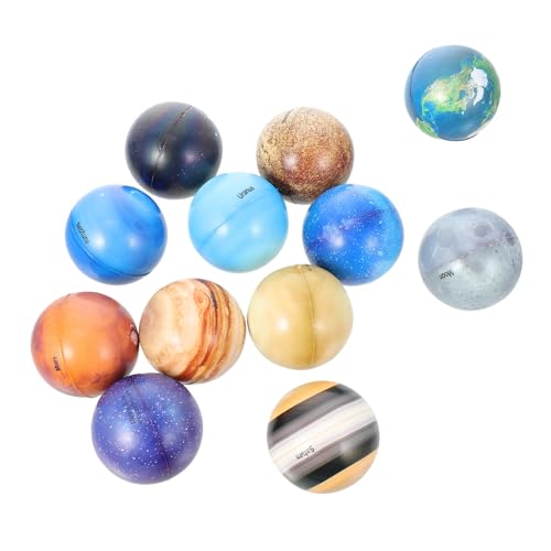 FRCOLOR 12 Stück Teiliges Bouncy Balls aus Sicherem Material Stressabbau und Dekompressionsspielzeug für Lernspielzeug Sonnensystem mit Planeten und Sternen als von FRCOLOR