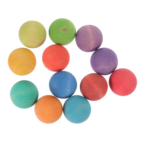 FRCOLOR 12 Stück Teiliges Farbiger Mattierter Holzkugeln für Pädagogisches Holzspielzeug zur Farb und Formerkennung Leichter Griff Fördert Kreativität und Logisches von FRCOLOR