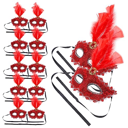 FRCOLOR 12 Stück Teiliges Halbgesicht Federmasken Einzigartige Masquerade Cosplay Masken für Damen Leichte und Party Accessoires in Rot Geeignet für Kostümfeste und Bühnenauftritte FRCOLOR 12 Stück Teiliges Halbgesicht Federmasken Einzigartige Masquerade Cosplay Masken für Damen Leichte und Party Accessoires in Rot Geeignet für Kostümfeste und Bühnenauftritte von FRCOLOR