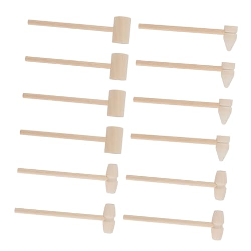 FRCOLOR 12 Stück Teiliges Holzhammer Mini Hämmer für Motorikspielzeug Montessori Holzspielzeug Handtraining Mallet für Krabbenöffner und Spielzwecke von FRCOLOR