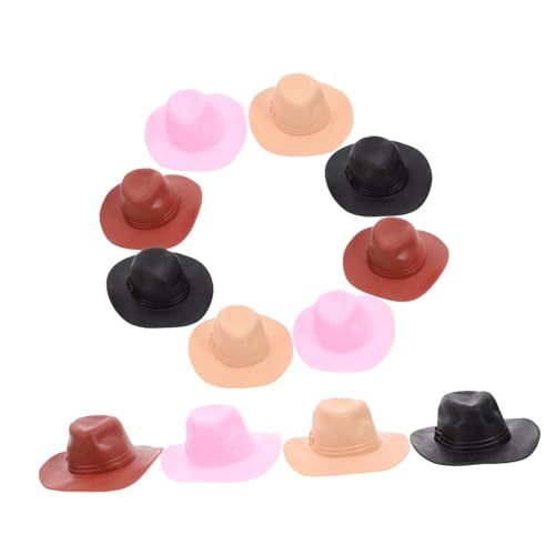 FRCOLOR 12 Stück Teiliges Miniatur Cowboyhüte aus Robustem Kunststoff Vielseitig für Puppen DIY Basteln Haarclips und Raumdekoration Farblich Gemischt Langlebig und Hautfreundlich von FRCOLOR