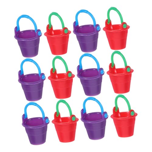 FRCOLOR 12 Stück Teiliges Miniatur Eimer Detailreiches Puppenhaus Zubehör Vielseitige Deko für Miniatur Gärten und Strände Farbige Kleine Plastikbehälter für Puppenhäuser von FRCOLOR