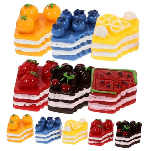 FRCOLOR 12 Stück Teiliges Miniatur Resin Kuchen Deko DIY Puppenhaus Zubehör Küche Tortendekoration Lebensechte Essbare Attrappe Charm von FRCOLOR
