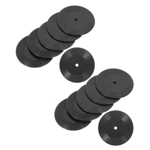 FRCOLOR 12 Stück Teiliges Miniatur Schallplatten Modell Kleine Schwarze Scheiben Puppenhaus Zubehör Verarbeitung Vielseitige Dekoration für DIY Mikro Landschaft Fotorequisit von FRCOLOR