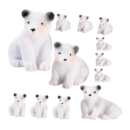 FRCOLOR 12 Stück Teiliges Miniatur Weißer Eisbär aus Resin Realistische Mikro Landschaft Bärenfiguren für Wohn und Bürodekoration Detailreiche Kleine Bärenstatuen mit Lebendigem Design von FRCOLOR