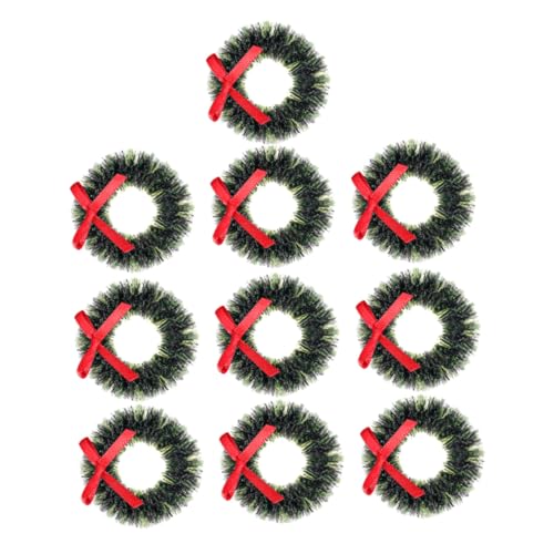 FRCOLOR 12 Stück Teiliges Miniatur-weihnachtskranz Puppenhaus Filigrane Weihnachtsgirlande Leichte Einfach zu Arrangierende Mini-Dekoration für Festliche Weihnachtsatmosphäre von FRCOLOR