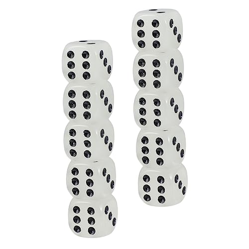 FRCOLOR 12 Stück Teiliges Nachtleuchtendes Würfelset Acryl Langlebig Leicht Boardgame Zubehör für Tabletop Spiele mit Schwarzem Punkt Design von FRCOLOR