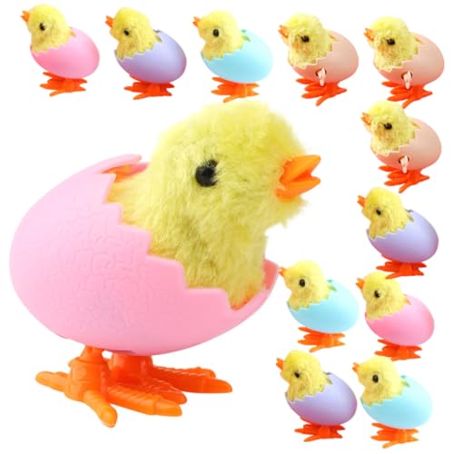 FRCOLOR 12 Stück Teiliges Plüsch Aufziehküken Wind-up Ostern Deko Springendes Hühnchen Kompakt und Handlich für Kleine Hände von FRCOLOR