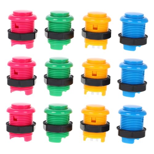 FRCOLOR 12 Stück Teiliges Runde Momentary Push Button Schalter für Farbige Videospiel Zubehörteile Steckbare Tasten mit Robustem Material Präzises Taktiles Feedback für Gaming von FRCOLOR