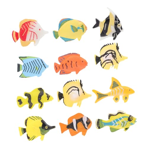 FRCOLOR 12 Stück Teiliges Set von Spielzeugmodellen für Tropische Fische Simulierte Meereslebewesen für Kreative Entdeckungen und Deko für Junge Mädchen und Naturwissenschaftserziehung von FRCOLOR