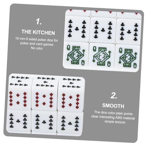 FRCOLOR 12 Stück Teiliges Tragbares Pokerwürfel Set aus Hochwertigem Acryl Verschleißfestes Würfel und Chips Set für Party Bar und Hold'em Leicht und Handlich für Unterwegs von FRCOLOR
