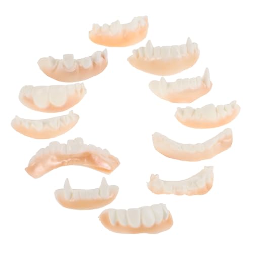 FRCOLOR 12 Stück Teiliges Vampirgebiss Halloween Zähne Cosplay Prothesen für Horror Kostüm Party Deko Realistische Zähne Vampirgebiss Kit für Erwachsene von FRCOLOR