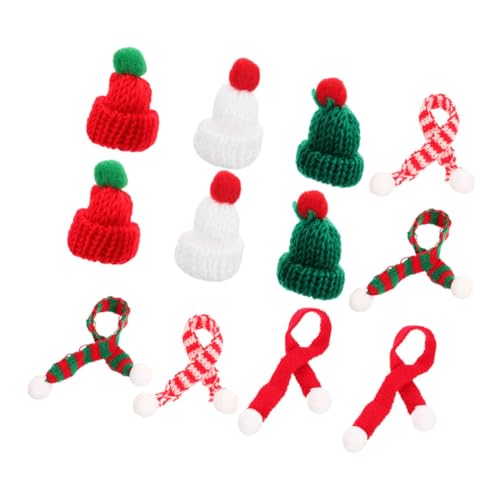 FRCOLOR 12stücke Mini-strickmützen Und Schals Für Bastelarbeiten Weinflaschen-Accessoires DIY-weihnachtsdekorationen Kleine Partyhüte Zum Stricken Miniatur-weihnachtsmützen Für von FRCOLOR