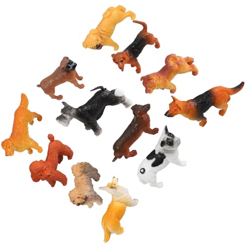 FRCOLOR 12 Stück Miniatur Hunde Spielzeug aus Kunststoff für Kinder Realistische Welpenfiguren für Mikrolandschaften und Schreibtischdekoration von FRCOLOR