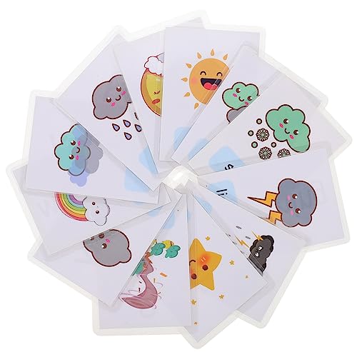 FRCOLOR 12 Stück Wetter Lernkarten für Kinder Tragbare Englisch Flash Karten Multifunktionale Wortkarten für Kindergarten Sichtwörter Lehrmaterial von FRCOLOR