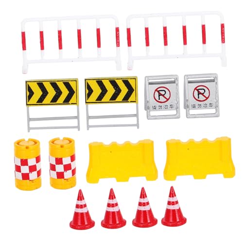 FRCOLOR 14 Stck Teiliges Miniatur Verkehrszeichen Spielset mit Realistischen Verkehrshütchen und Straßensperren Leicht und Tragbar für Kreative Miniaturlandschaften und Sandkastenspiele von FRCOLOR