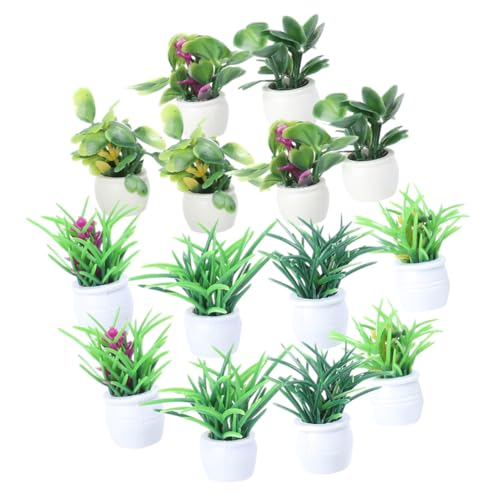 FRCOLOR 14 Stück Teiliges Miniatur Bonsai DIY Mini Haus Zubehör Realistische Puppenhaus Topfpflanzen Leichte Miniatur Deko für Puppenhaus Mikrolandschaft Sandtisch Modelle von FRCOLOR