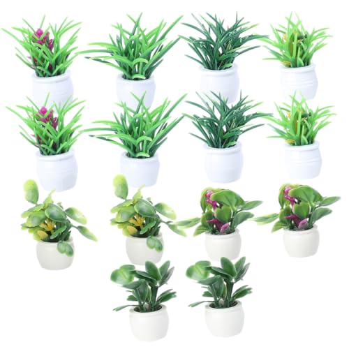 FRCOLOR 14 Stück Teiliges Miniatur Bonsai Modell Künstliche Mini Pflanzen für Puppenhaus Dekoration Langlebig Geruchsfrei Vielseitig für Mikrolandschaft Sandtisch und Architekturmodelle von FRCOLOR