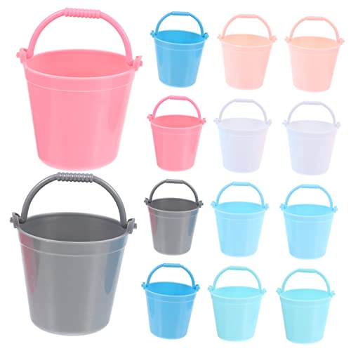 FRCOLOR 14 Stück Teiliges Miniatur Eimer aus Langlebigem Kunststoff Buntes Wasserspielzeug für Dekoratives Miniatur Putzset für Sandspielzeug Strand und Rollenspiele von FRCOLOR