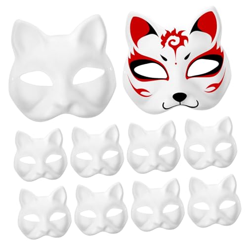 FRCOLOR 15 Stück Teiliges DIY Katzenmasken aus Umweltfreundlichem Papier Halbe Gesichtsmasken zum Bemalen Kreative Bastelmasken für Karneval Halloween Cosplay und Partyspaß von FRCOLOR