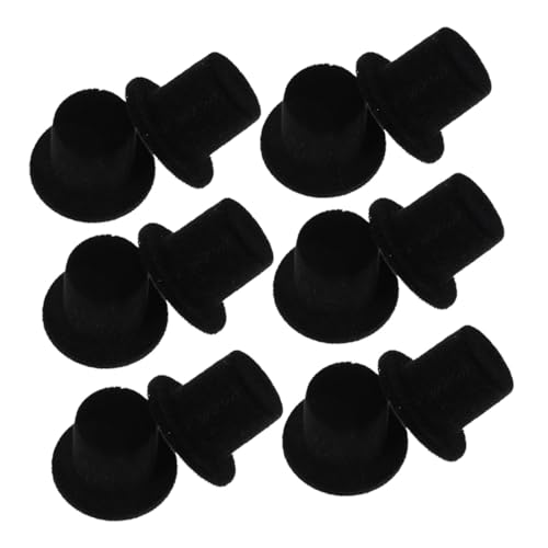FRCOLOR 15 Stück Teiliges Kleine Puppenhüte aus Flauschigem Harz Mini Zylinderhüte für DIY Dekoration Kawaii Mini Hüte für Puppen Cosplay und Bastelbedarf Schwarz von FRCOLOR