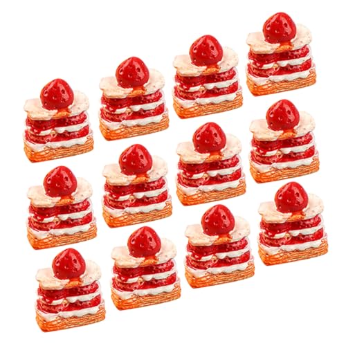 FRCOLOR 15 Stück Teiliges Miniatur Dessert Realistische Erdbeer Sahne Kuchen Puppenhaus Deko Lebendige Farben Mini Haus Ornament von FRCOLOR