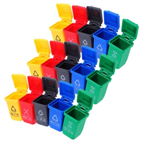 FRCOLOR 15 Stück Teiliges Miniatur-mülleimer Recycelbarem Kunststoff Realistische Mülltonnen mit Geöffneten Deckeln Vielseitige Mini-abfallbehälter für Puppenhaus-szenen Spielzubehör von FRCOLOR