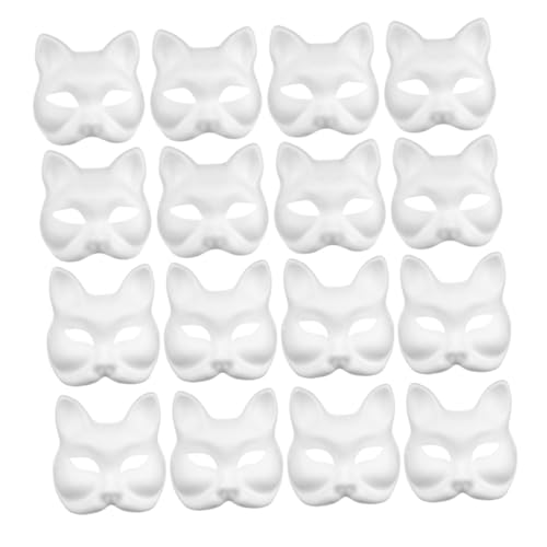 FRCOLOR 16 Stück Teiliges DIY Blanko Papiermasken Katzen Fuchsdesigns Atmungsaktive Pappmaché Masken zum Bemalen für Halloween Fasching Bastelkurse Kindergeburtstage von FRCOLOR