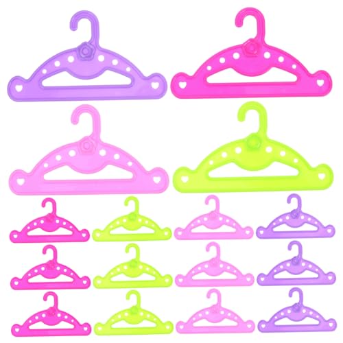 FRCOLOR 16 Stück Teiliges Puppen Kleiderbügel für Mini Puppen Bunte Kunststoff Kleiderständer für Puppenhaus zum Organisieren von Puppenkleidung und Zubehör von FRCOLOR