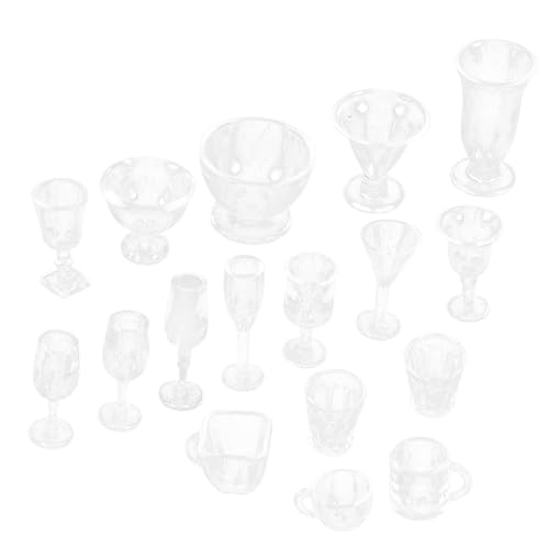 FRCOLOR 17 Stück Teiliges Miniatur Küchenzubehör für Puppenhäuser Transparentes Tischgeschirr Set Dekorative Miniatur Küchenutensilien für Mini Dekoration und Rollenspiele von FRCOLOR
