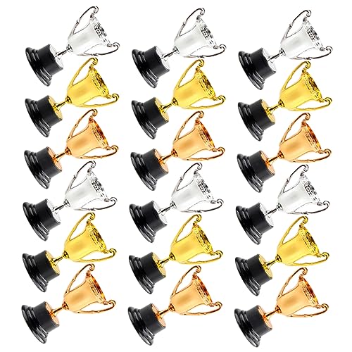 FRCOLOR 18 Stück Mini Trophäen Teiliges Kunststoff Pokal für Kindergeburtstag und Schulspiele Gold Silber Bronze Auszeichnung für Wettbewerbe und Spiele von FRCOLOR