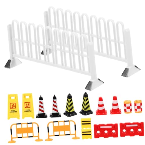 FRCOLOR 18Stücke Miniatur Verkehrszeichen Spielzeug für Kinder Pädagogische Verkehrssimulation Straßensperren und Verkehrsschilder für Kreative Spielstunden von FRCOLOR