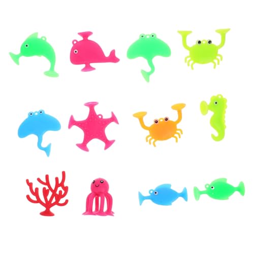 FRCOLOR 18 Stück Teiliges Badespielzeug mit Saugnapf Cartoon Design TPR Material Sichere Badewannenspielzeuge für Kleinkinder Sensorisch Lernfördernd Vielseitig für Pool und von FRCOLOR