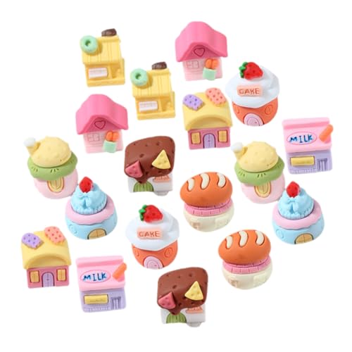 FRCOLOR 18 Stück Teiliges Miniatur Resin Haus DIY Bastelset mit Niedlichen Cartoon Häusern Leichter Schmuck Anhänger und Handyzubehör für Kreative Handarbeiten und Puppenhaus Dekoration von FRCOLOR
