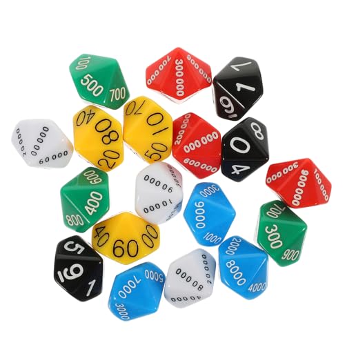 FRCOLOR 18 Stück Teiliges Stellenwertwürfel aus Kunststoff Buntes Mehrseitiges Spielwürfel Pädagogisches Würfelspiel für Brettspiele Handliches Partyspielzeug für Familie und Freunde von FRCOLOR